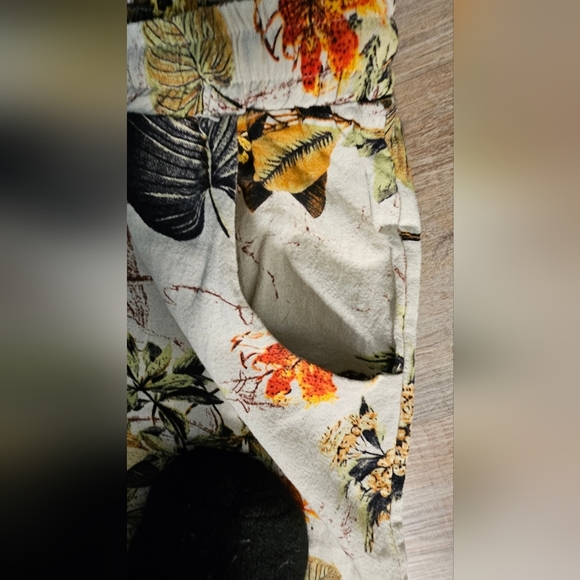Floral Print Women's 100 % Cotton Pants, Elastic Waist Size L - Picture 6 of 10
